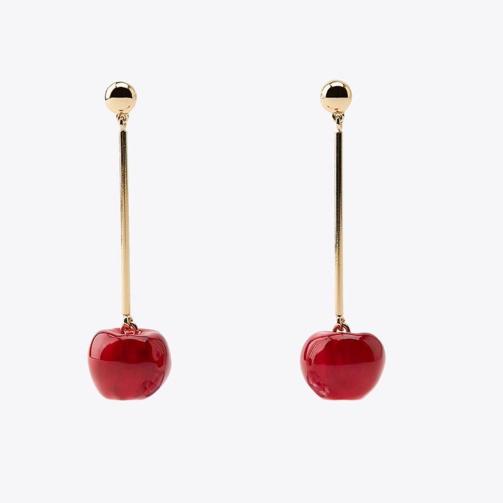 NWT. Zara Red Metal Cherry Earrings. - Picture 2 of 7